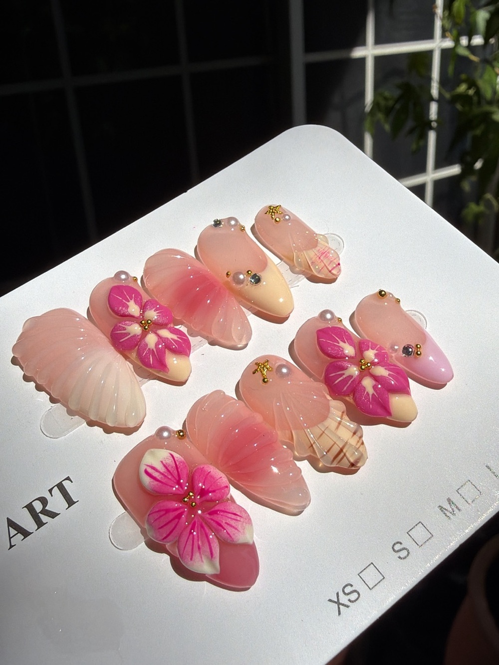 Stunning Luxury Pink Floral Tropical Press-On Nail Set